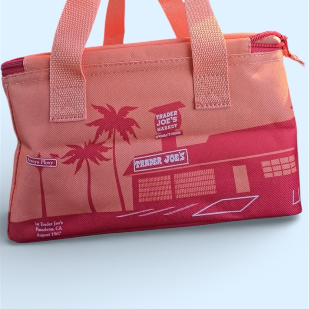 Trader Joe's Peach  🍑 Tote Bag with palm tree trees